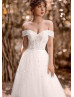 Off Shoulder Ivory Bling Bling Tulle Wedding Dress